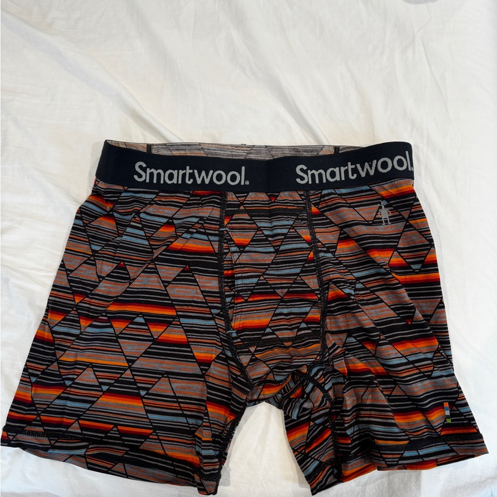 Smartwool Men's Geometric Boxer Briefs - Black, Orange, Blue
